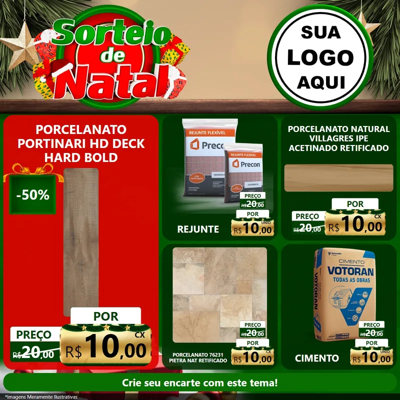 Modelo de Rede Social para Feed Facebook com o tema Sorteio de Natal para Pisos e revestimentos