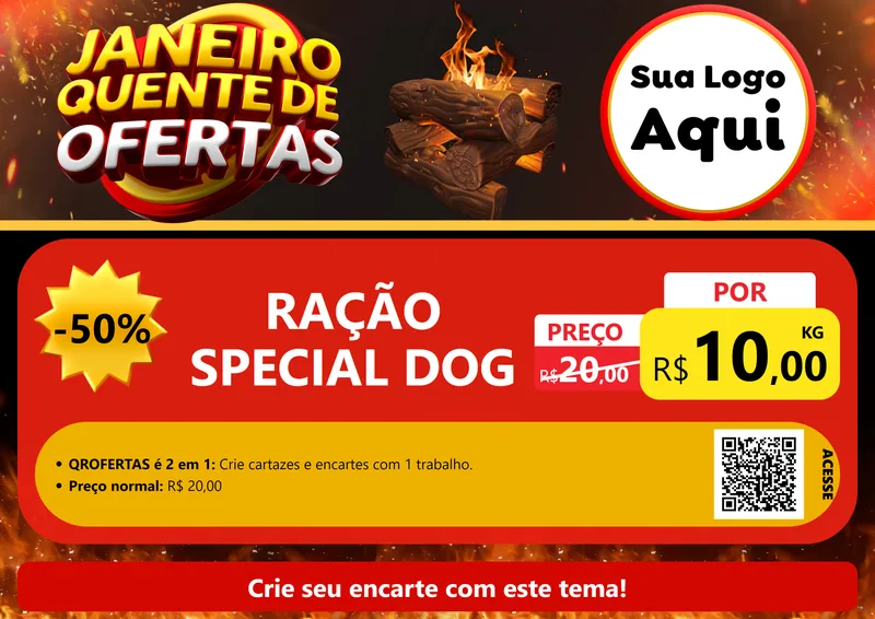 Modelo de Cartaz para Cartaz A4 Horizontal com o tema Janeiro Quente de Ofertas para Pet Shop