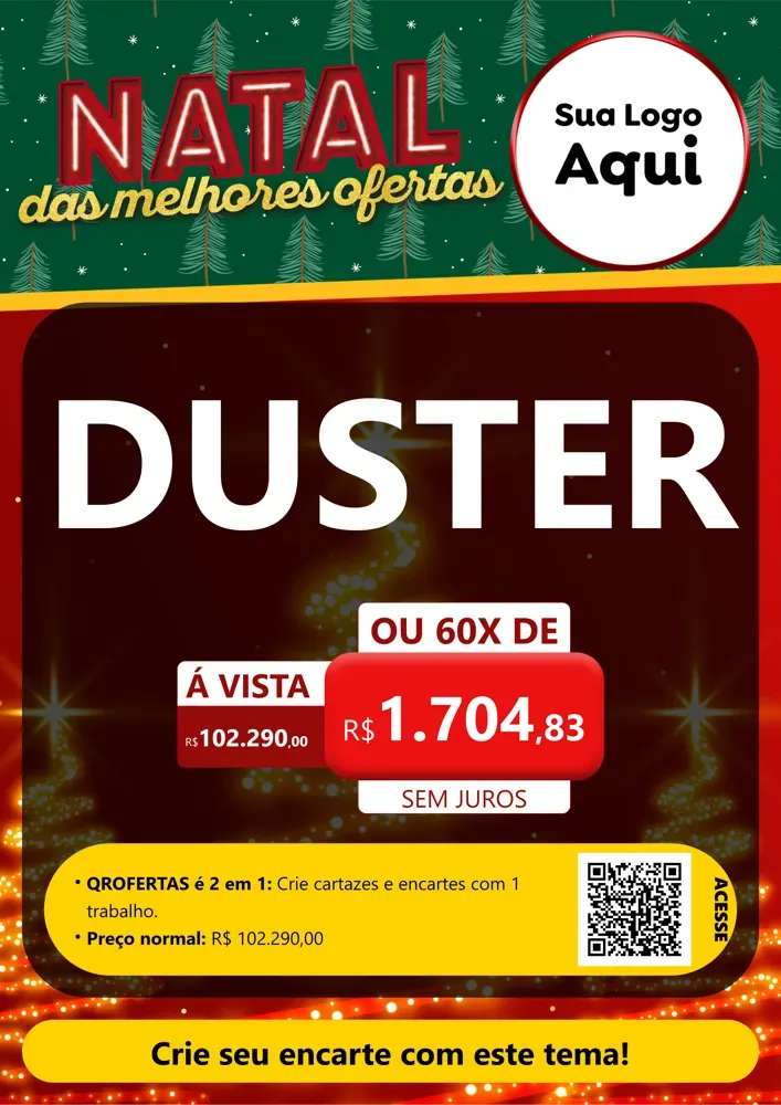 Modelo de Cartaz para Cartaz A4 Vertical com o tema Natal das Melhores Ofertas para Concessionaria de Carros