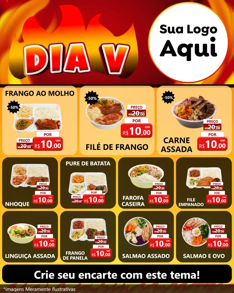 Modelo de Rede Social para Feed Instagram com o tema Dia V para Restaurante
