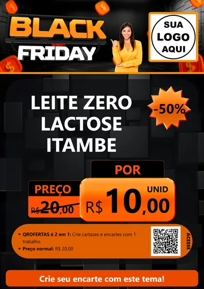 Modelo de Cartaz para Cartaz A4 Vertical com o tema Black Friday para Frios e Laticínios