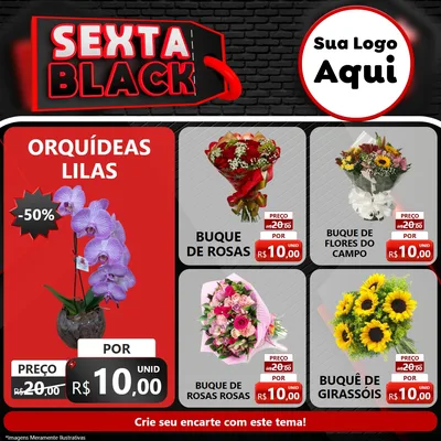 Modelo de Rede Social para Feed Facebook com o tema Sexta Black para Floricultura e jardim