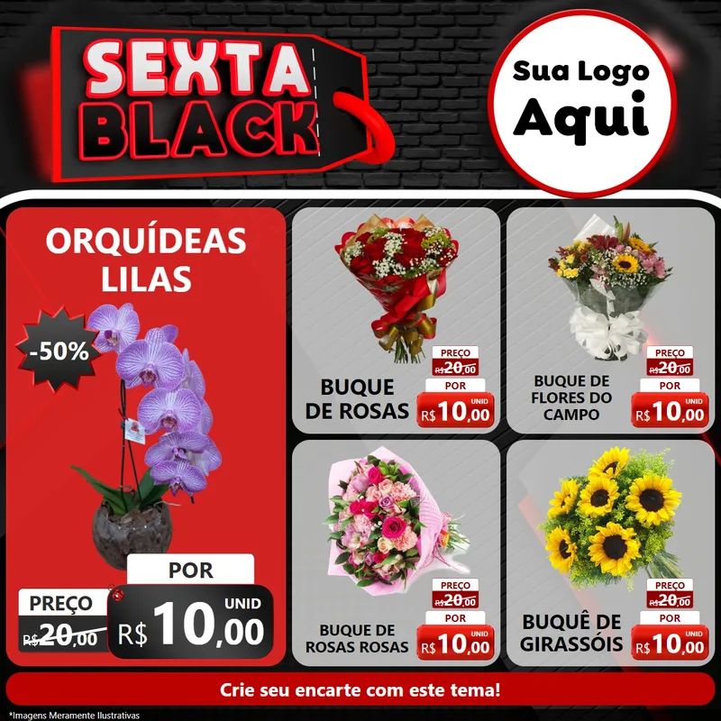 Modelo de Rede Social para Feed Facebook com o tema Sexta Black para Floricultura e jardim