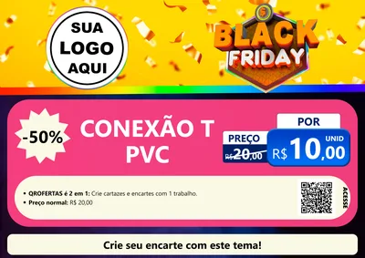 Modelo de Cartaz para Cartaz A4 Horizontal com o tema Black Friday para Tubos e conexões