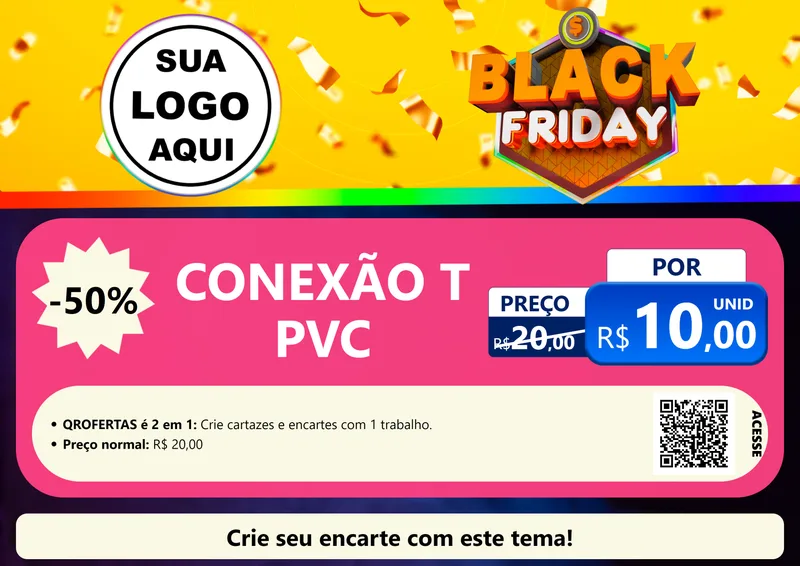 Modelo de Cartaz para Cartaz A4 Horizontal com o tema Black Friday para Tubos e conexões