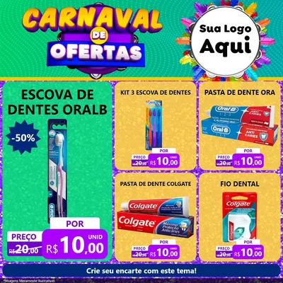 Modelo de Rede Social para Feed Facebook com o tema Carnaval de Ofertas para Higiene Pessoal