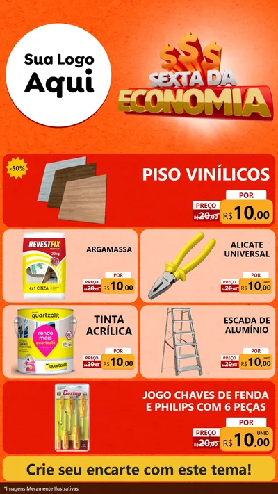 Modelo de TV para TV Vertical com o tema Sexta da Economia para Material para Construção