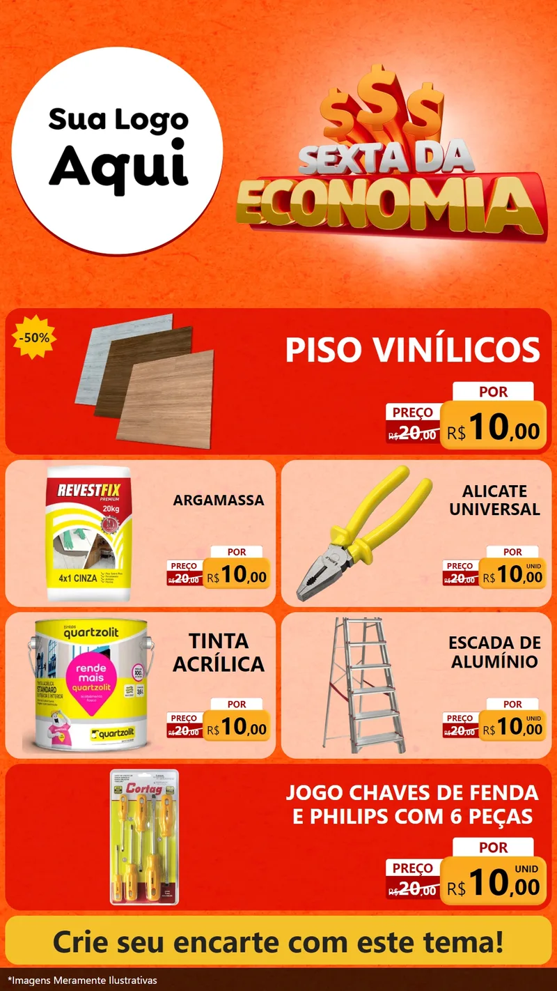 Modelo de TV para TV Vertical com o tema Sexta da Economia para Material para Construção
