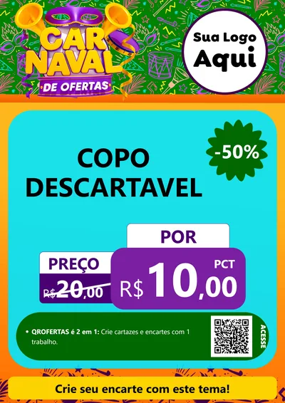 Modelo de Cartaz para Cartaz A4 Vertical com o tema Carnaval de Ofertas para Embalagens