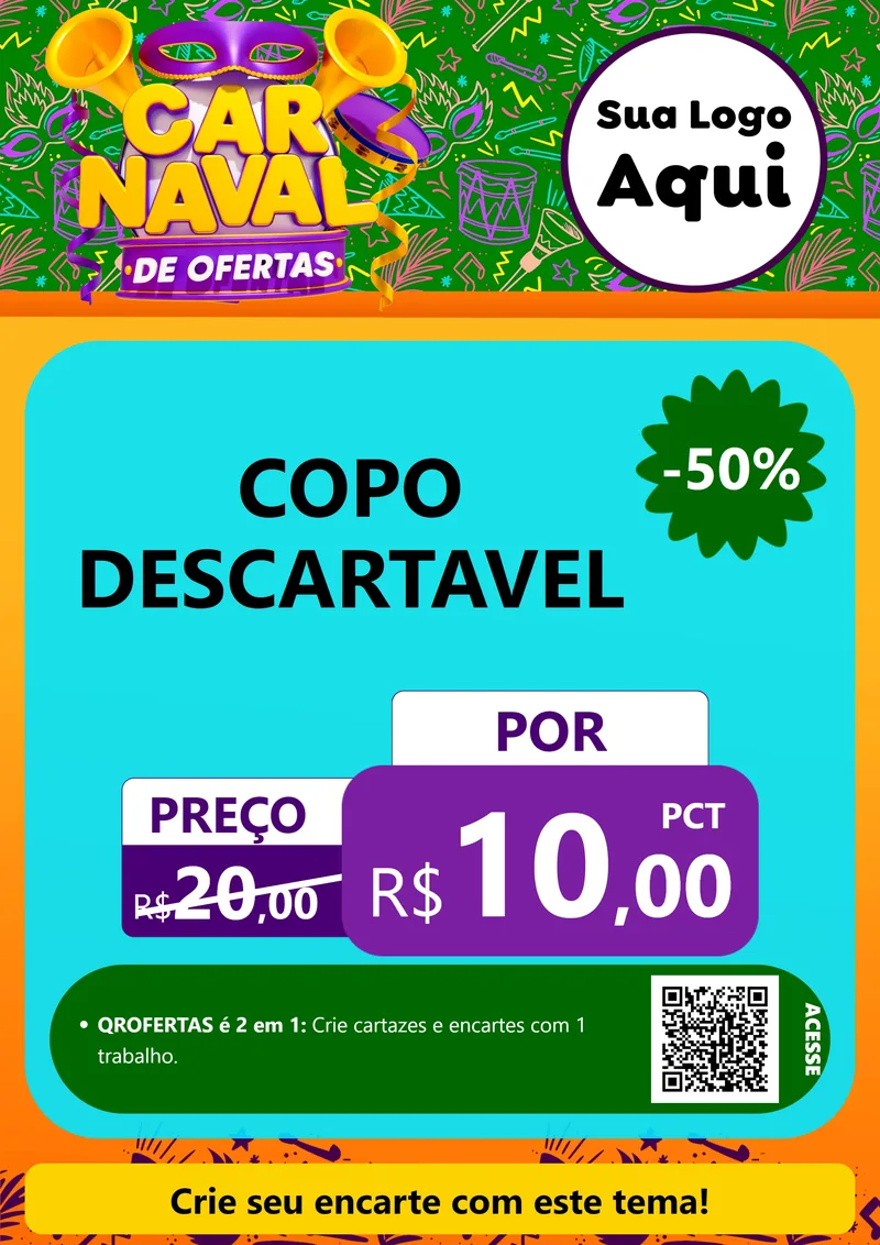 Modelo de Cartaz para Cartaz A4 Vertical com o tema Carnaval de Ofertas para Embalagens