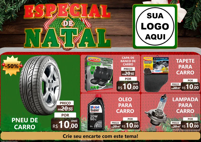 Modelo de Encarte para Encarte A4 Horizontal com o tema Especial de Natal para Auto peças