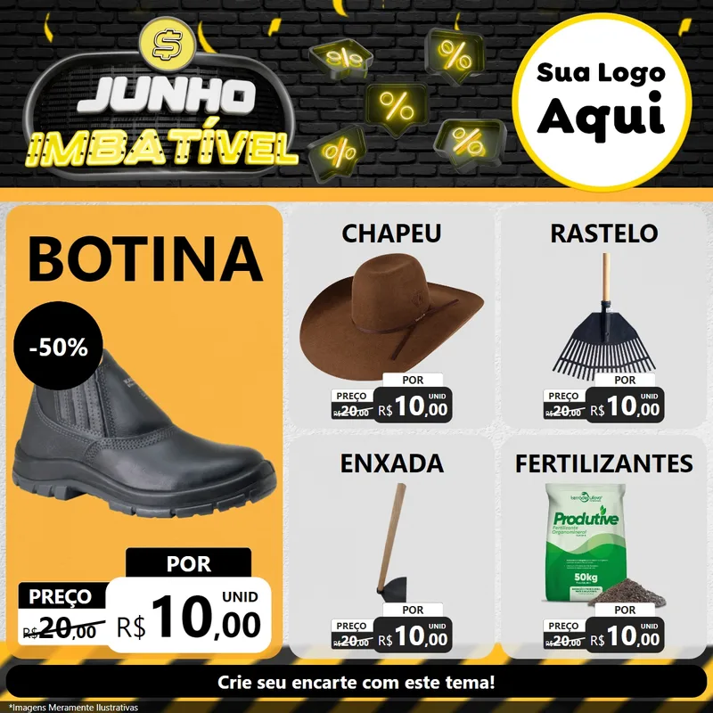 Modelo de Rede Social para Feed Facebook com o tema Junho Imbatível para Agropecuária