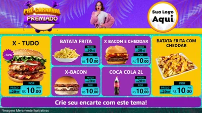 Modelo de TV para TV Horizontal com o tema Pré-Carnaval Premiado para Hamburgueria
