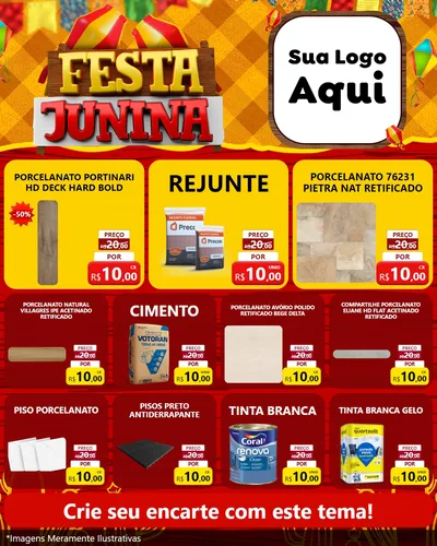 Modelo de Rede Social para Feed Instagram com o tema Festa Junina para Pisos e revestimentos