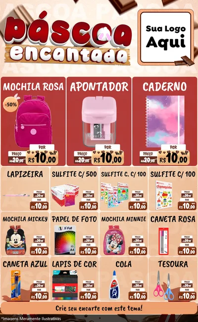 Modelo de Encarte para Encarte Grande com o tema Páscoa Encantada para Papelaria