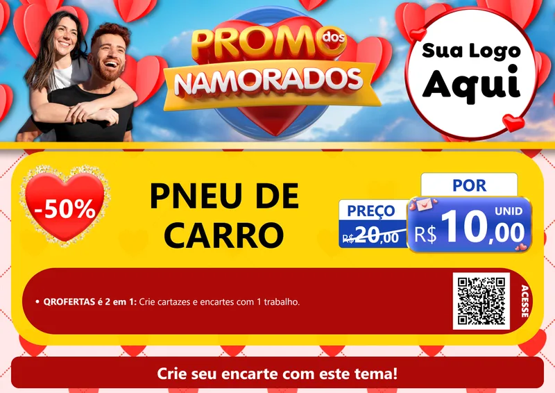 Modelo de Cartaz para Cartaz A4 Horizontal com o tema Promo dos Namorados para Auto peças