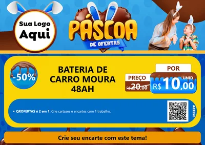 Modelo de Cartaz para Cartaz A4 Horizontal com o tema Páscoa de Ofertas para Baterias Elétricas