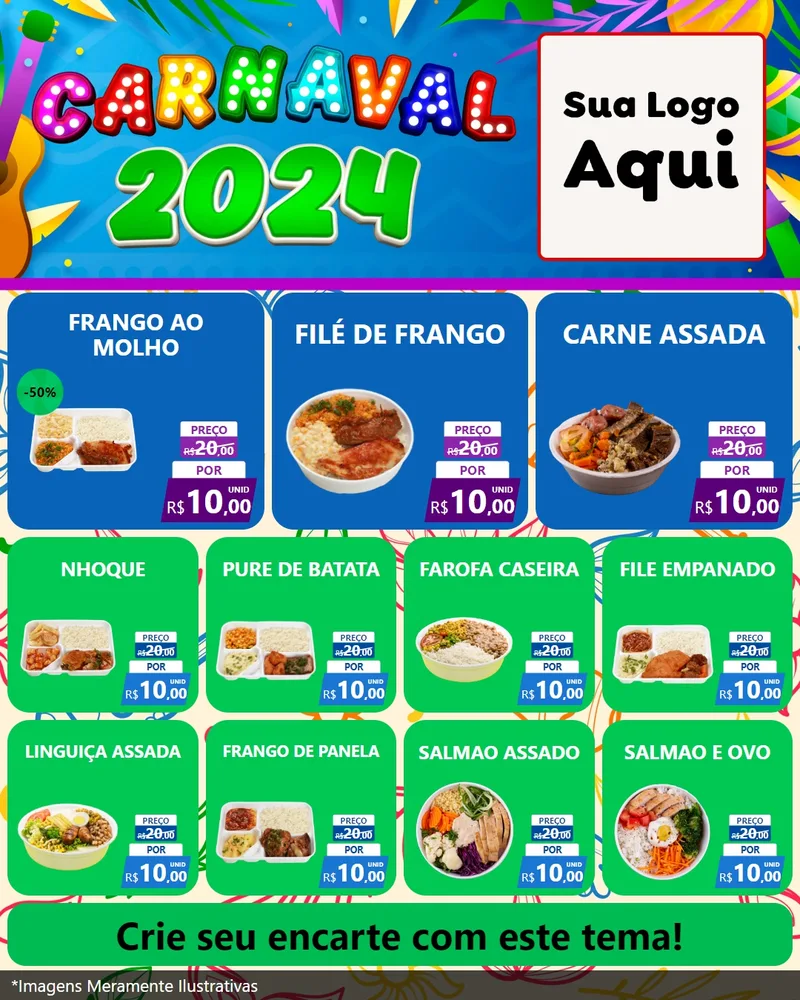 Modelo de Rede Social para Feed Instagram com o tema Carnaval 2027 para Restaurante