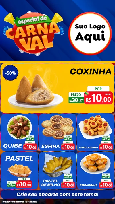 Modelo de Rede Social para Stories com o tema Especial de Carnaval para Salgadaria