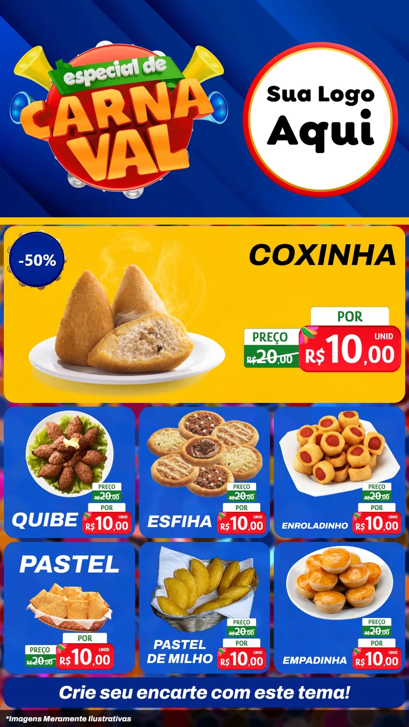 Modelo de Rede Social para Stories com o tema Especial de Carnaval para Salgadaria