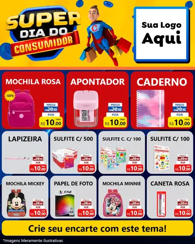 Modelo de Rede Social para Feed Instagram com o tema Super Dia do Consumidor para Papelaria