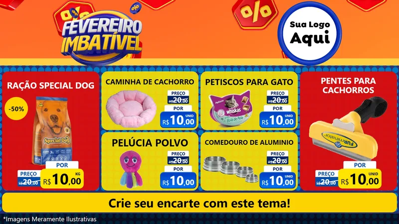 Modelo de TV para TV Horizontal com o tema Fevereiro Imbatível para Pet Shop