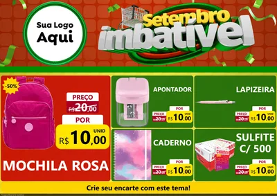 Modelo de Encarte para Encarte A4 Horizontal com o tema Setembro Imbatível para Papelaria