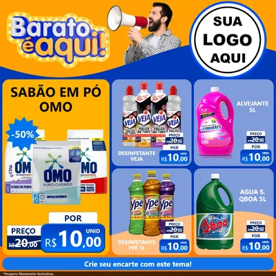 Modelo de Rede Social para Feed Facebook com o tema Barato é aqui para Produtos de Limpeza
