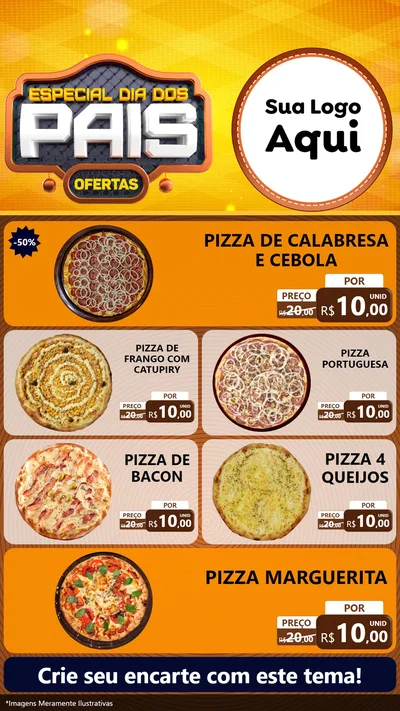 Modelo de TV para TV Vertical com o tema Especial Dia dos Pais para Pizzaria