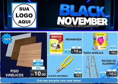 Modelo de Encarte para Encarte A4 Horizontal com o tema Black November para Material para Construção
