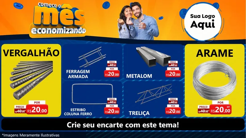 Modelo de TV para TV Horizontal com o tema Comece O Mês Economizando para Ferragens