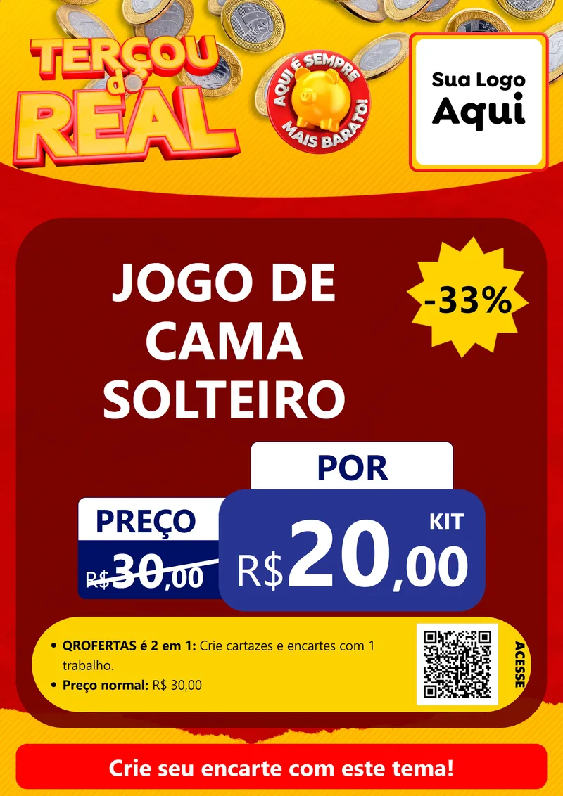 Modelo de Cartaz para Cartaz A4 Vertical com o tema Terçou do Real para Cama, Mesa e Banho