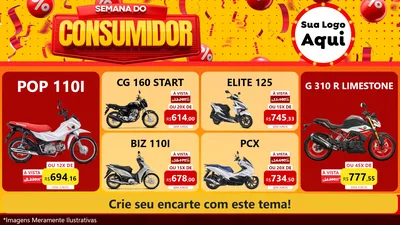 Modelo de TV para TV Horizontal com o tema Semana do Consumidor para Concessionaria de Motos