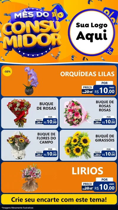 Modelo de TV para TV Vertical com o tema Mês do Consumidor para Floricultura e jardim
