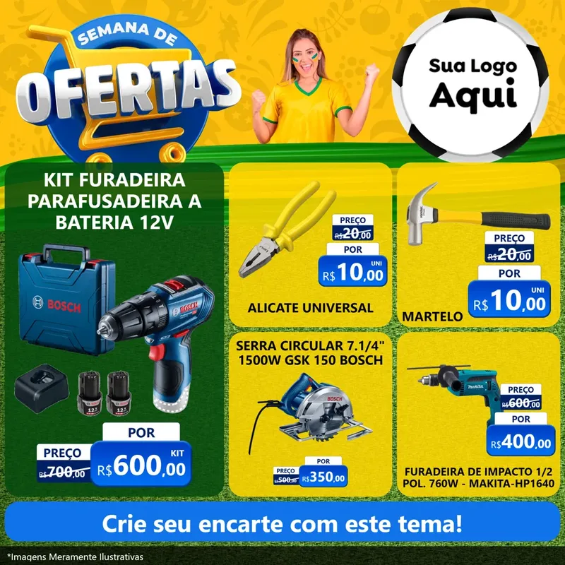 Modelo de Rede Social para Feed Facebook com o tema Semana de Ofertas - Copa para Maquinas e Ferramentas