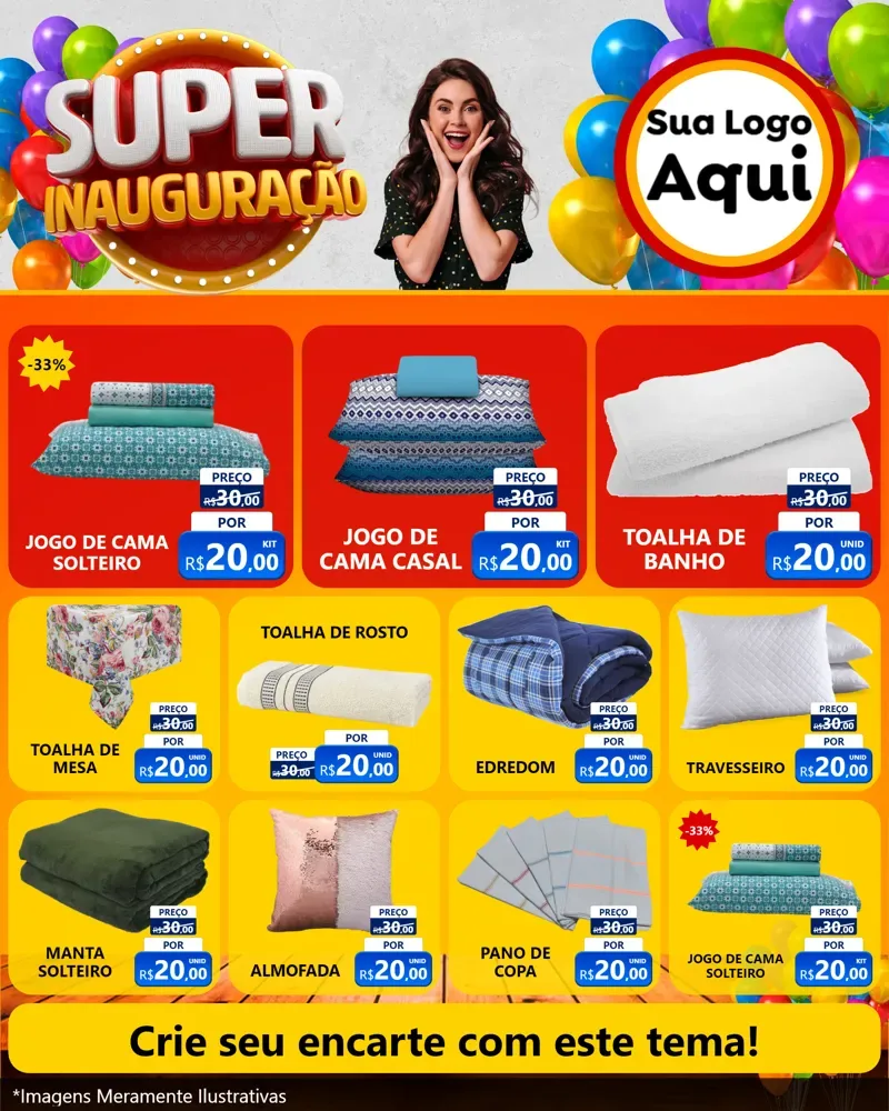 Modelo de Rede Social para Feed Instagram com o tema Super Inauguração para Cama, Mesa e Banho