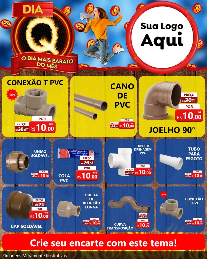 Modelo de Rede Social para Feed Instagram com o tema Dia Q - O Dia Mais Barato Do Mês para Tubos e conexões