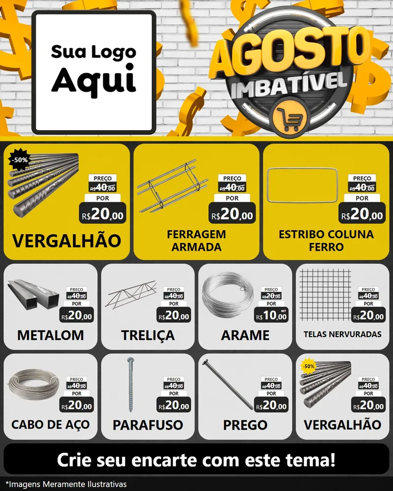 Modelo de Rede Social para Feed Instagram com o tema Agosto imbatível para Ferragens
