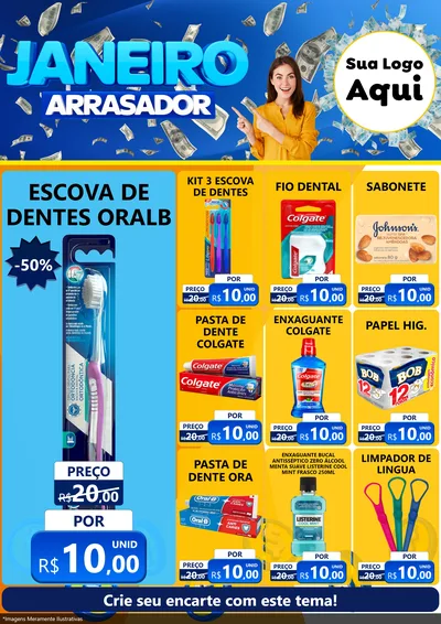 Modelo de Encarte para Encarte A4 Vertical com o tema Janeiro Arrasador para Higiene Pessoal
