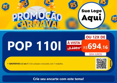 Modelo de Cartaz para Cartaz A4 Horizontal com o tema Promoção de Carnaval para Concessionaria de Motos