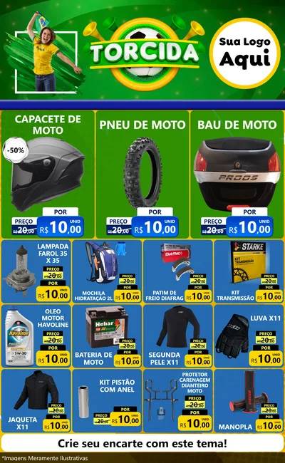Modelo de Encarte para Encarte Grande com o tema Torcida para Moto peças