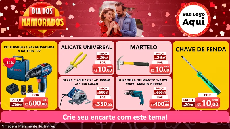 Modelo de TV para TV Horizontal com o tema Dia Dos Namorados para Maquinas e Ferramentas