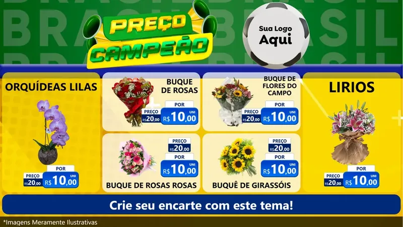 Modelo de TV para TV Horizontal com o tema Preço Campeão - Copa para Floricultura e jardim