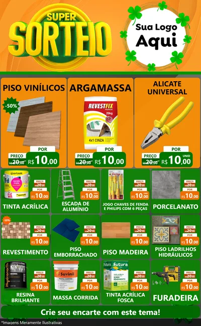 Modelo de Encarte para Encarte Grande com o tema Super Sorteio para Material para Construção