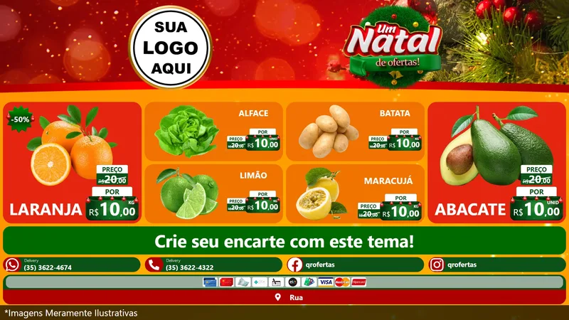 Modelo de TV para TV Horizontal com o tema Um Natal de Ofertas para Hortifrúti