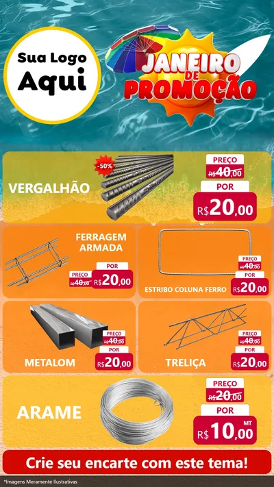 Modelo de TV para TV Vertical com o tema Janeiro de Promoção para Ferragens
