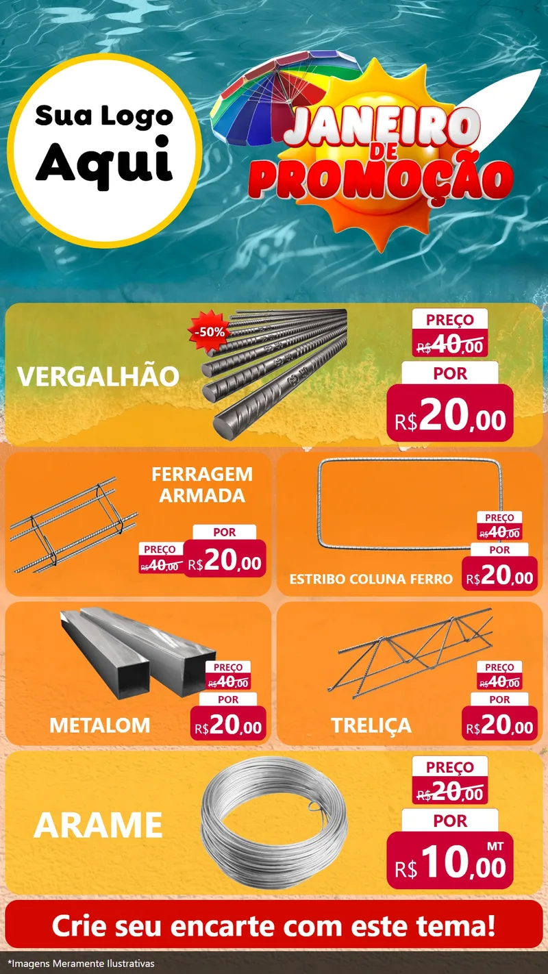 Modelo de TV para TV Vertical com o tema Janeiro de Promoção para Ferragens