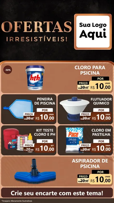 Modelo de TV para TV Vertical com o tema Ofertas Irresistíveis! para Produtos para Piscina