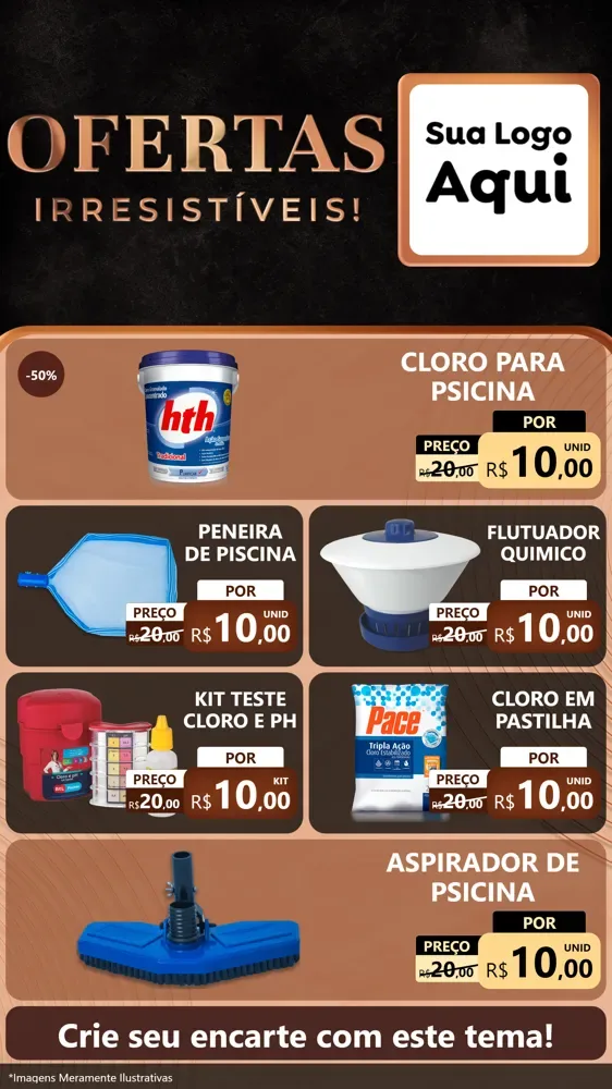 Modelo de TV para TV Vertical com o tema Ofertas Irresistíveis! para Produtos para Piscina