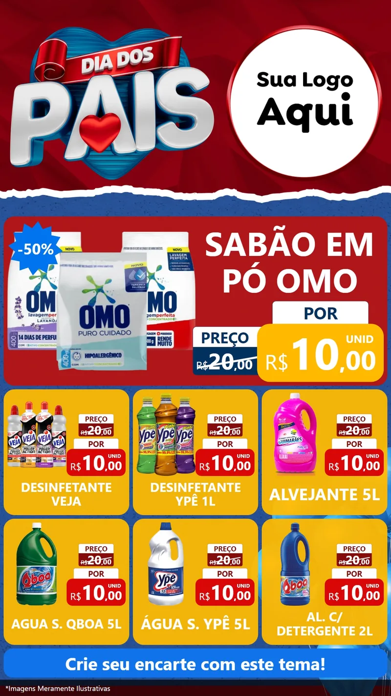 Modelo de Rede Social para Stories com o tema Dia dos Pais para Produtos de Limpeza